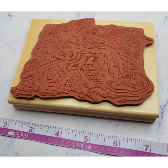 Fly Fishing Fish Collage Creative Impressions Wood Mounted Rubber Stamp - Picture 6 of 7